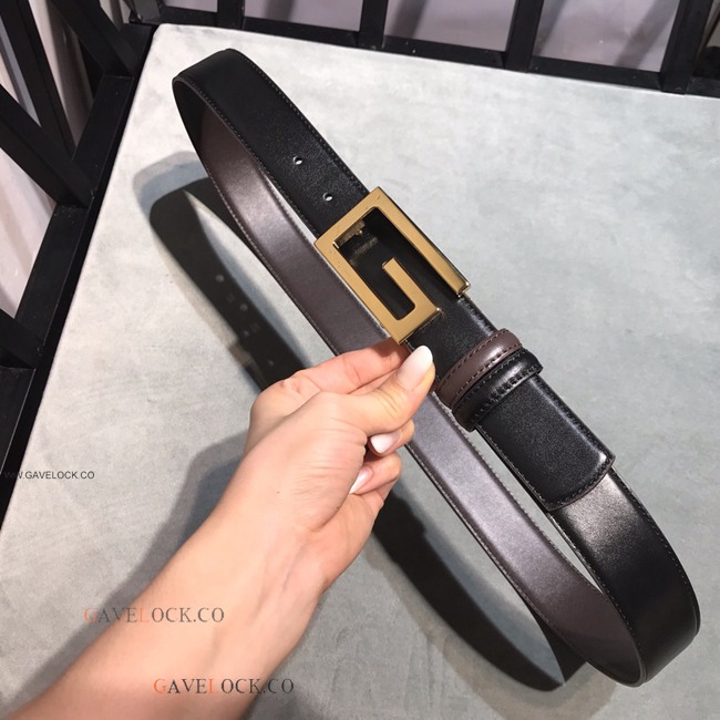 Gucci Belt Black & Brown Napa Upgraded Leather Gold Buckle